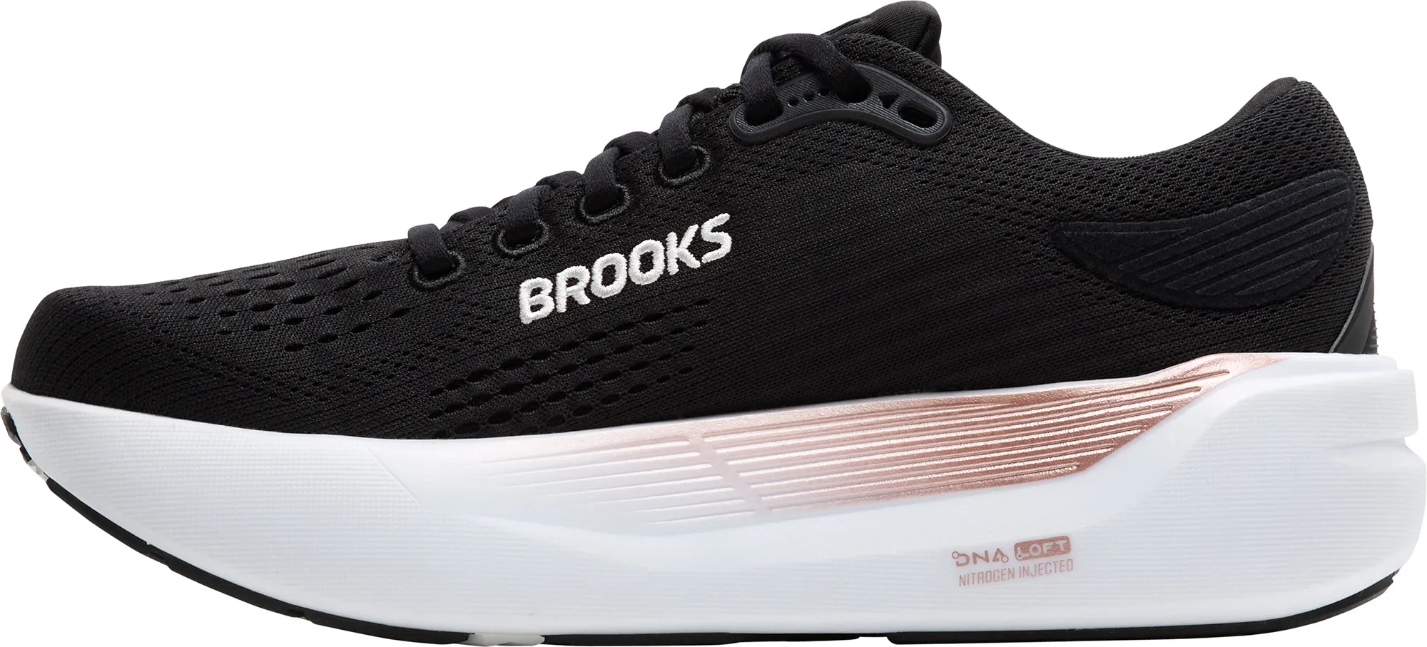 Brooks Ghost Max 3 Womens Running Shoes - Black solid - leather shoes Biomechanical Flex Grooves