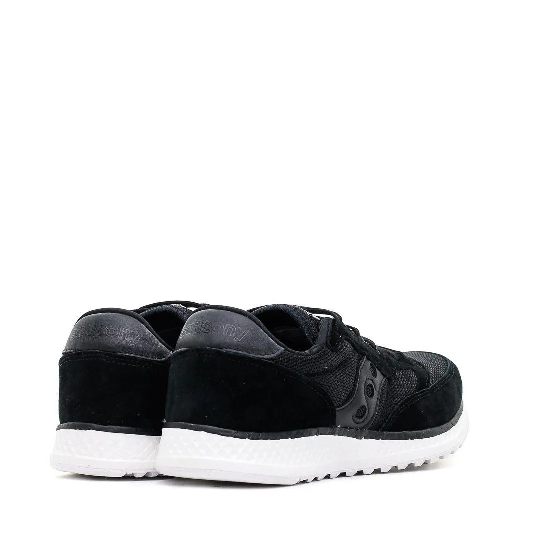 SAUCONY ORIGINALS FREEDOM RUNNER BLACK WHITE S40013-1 logo - printed shoes Heel Clasp System