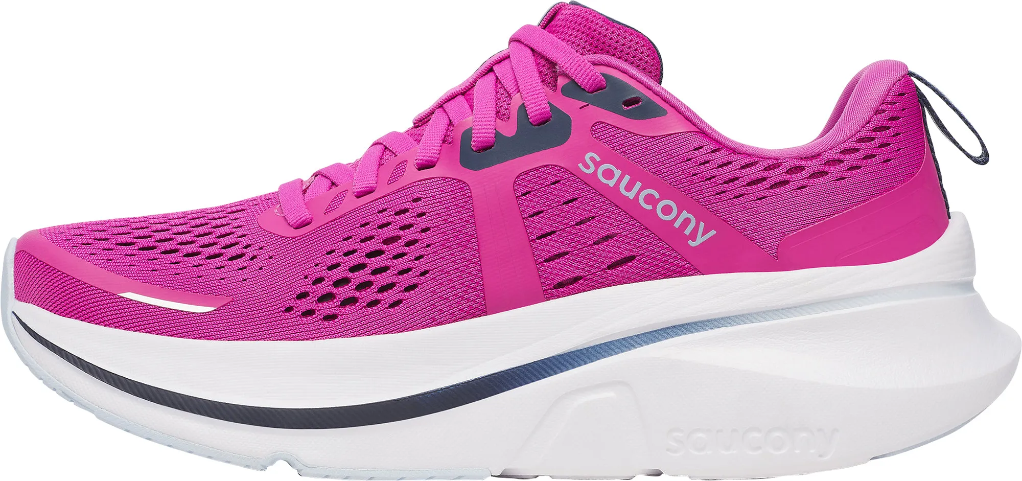 Saucony Guide 18 Womens Running Shoes - Pink running in a cantilever bridge area shoes