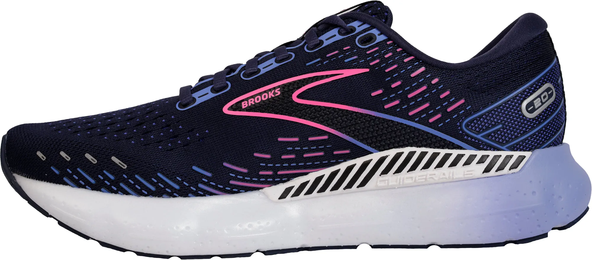Brooks Glycerin GTS 20 Womens Running Shoes - Navy jogging in park Retro - style