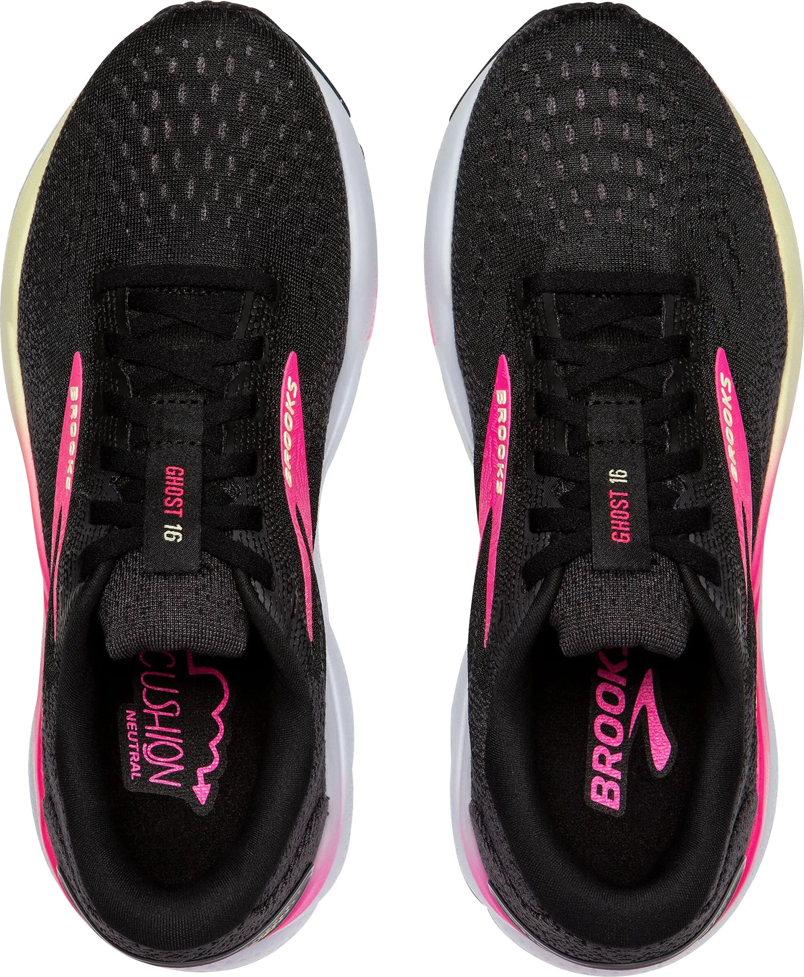 High Energy Return Sole Brooks Ghost 16 Womens Running Shoes - Black
