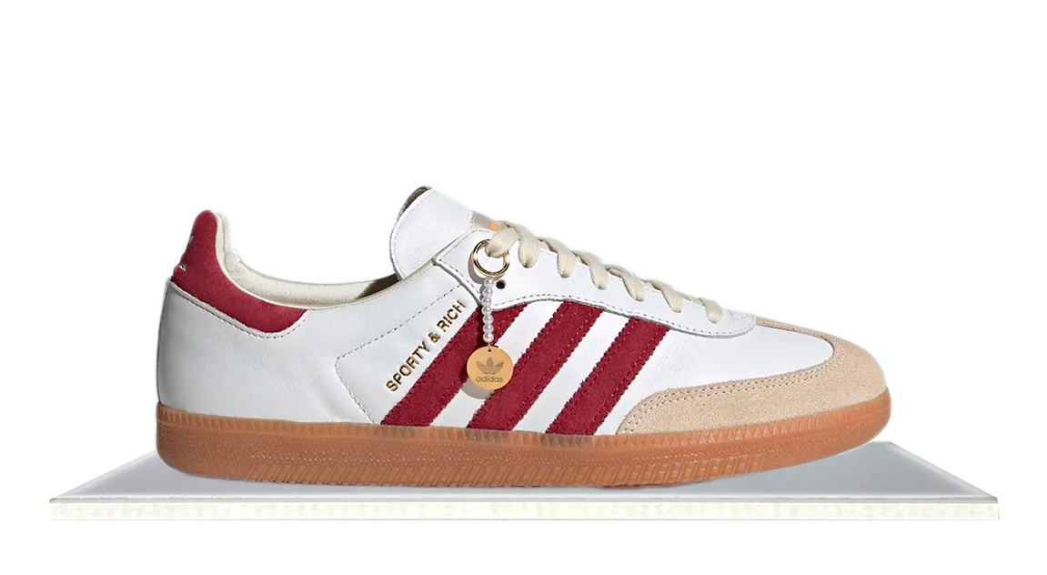 Adidas Samba x Sporty & Rich Collegiate Burgundy Suede Like Texture Slip Control