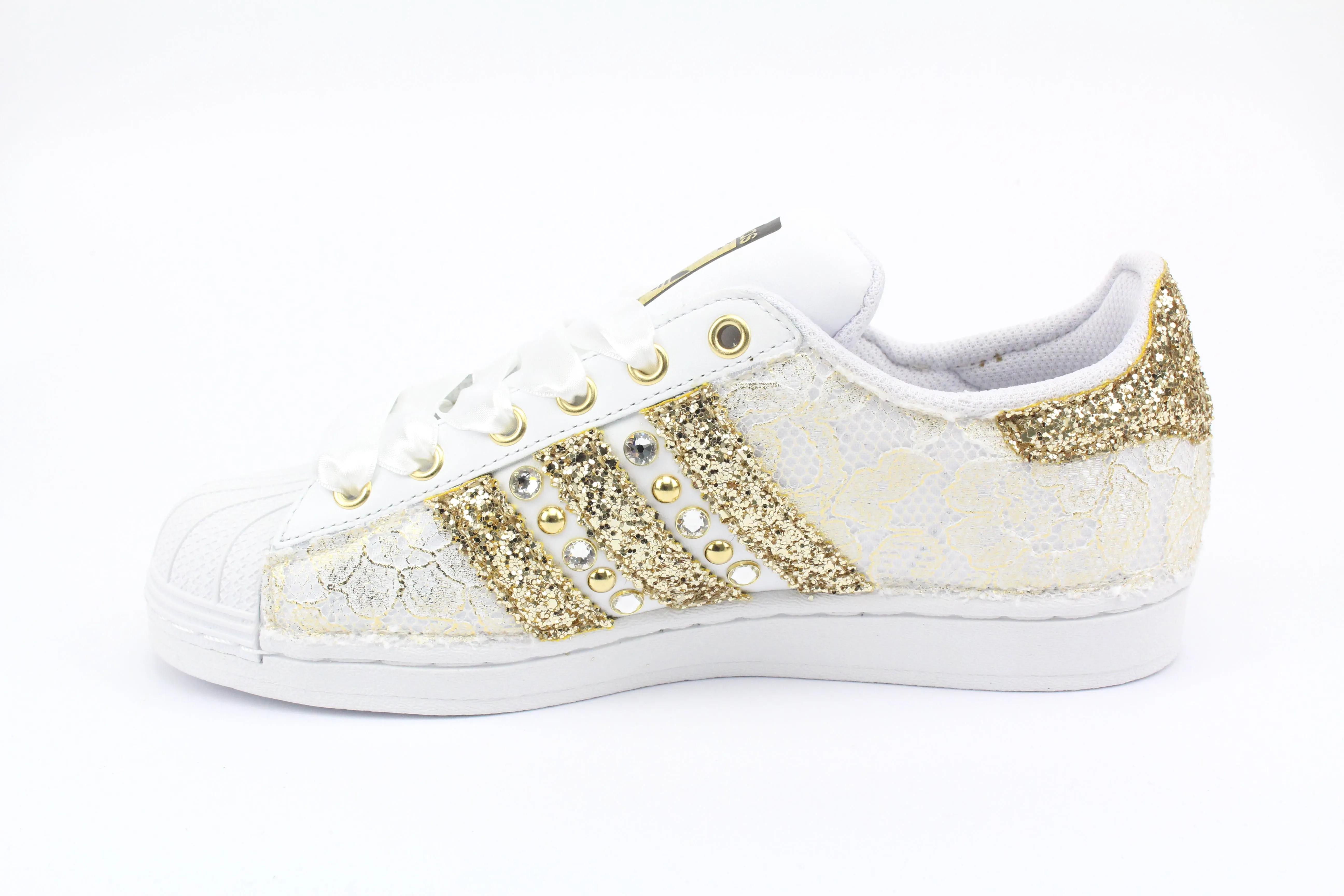Cloud Walk Urban Living Adidas Superstar Pizzo Gold Glitter & Strass