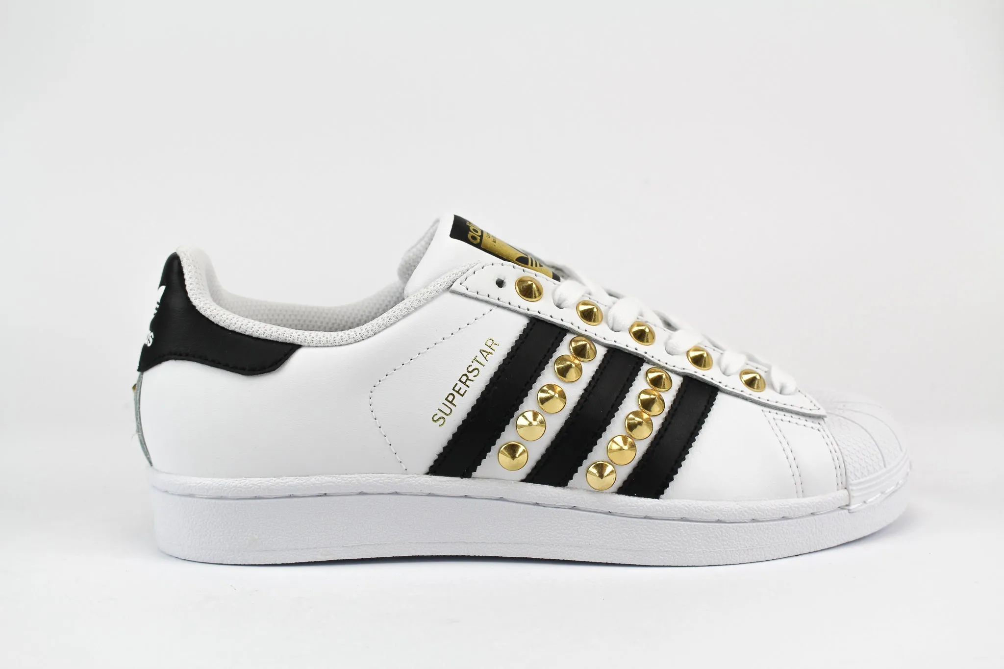 Padded Tongue Design Adidas Superstar Classic Black & Borchie Oro