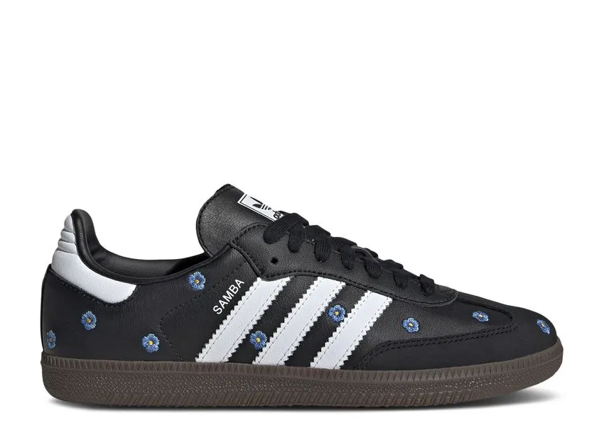 Adidas Samba Light Blue Floral Core Black Reinforced Seams No Stress