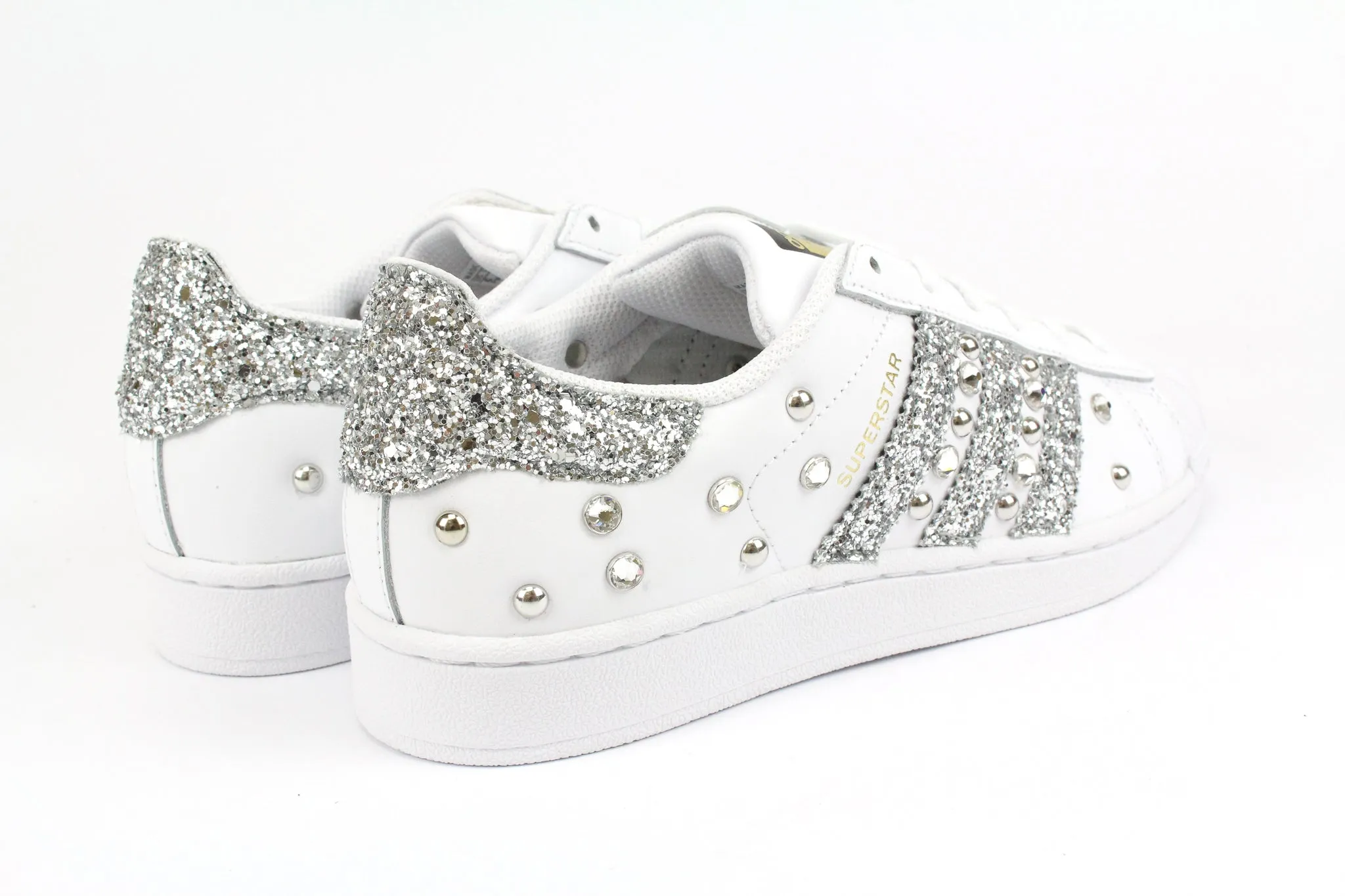 Hold Step Adidas Superstar Silver Glitter Strass & Borchie
