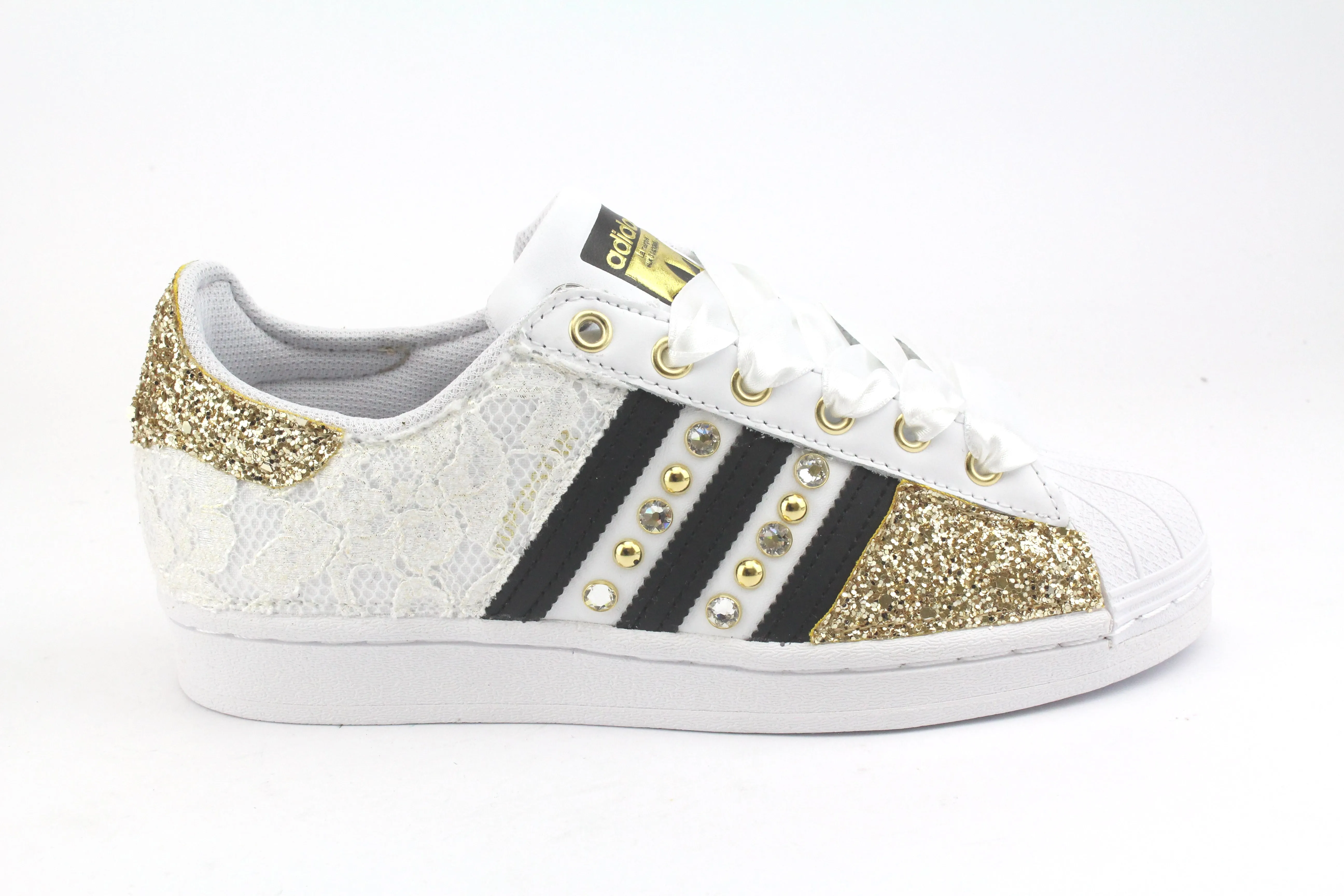 Adidas Superstar Pizzo White Glitter Oro Event Go