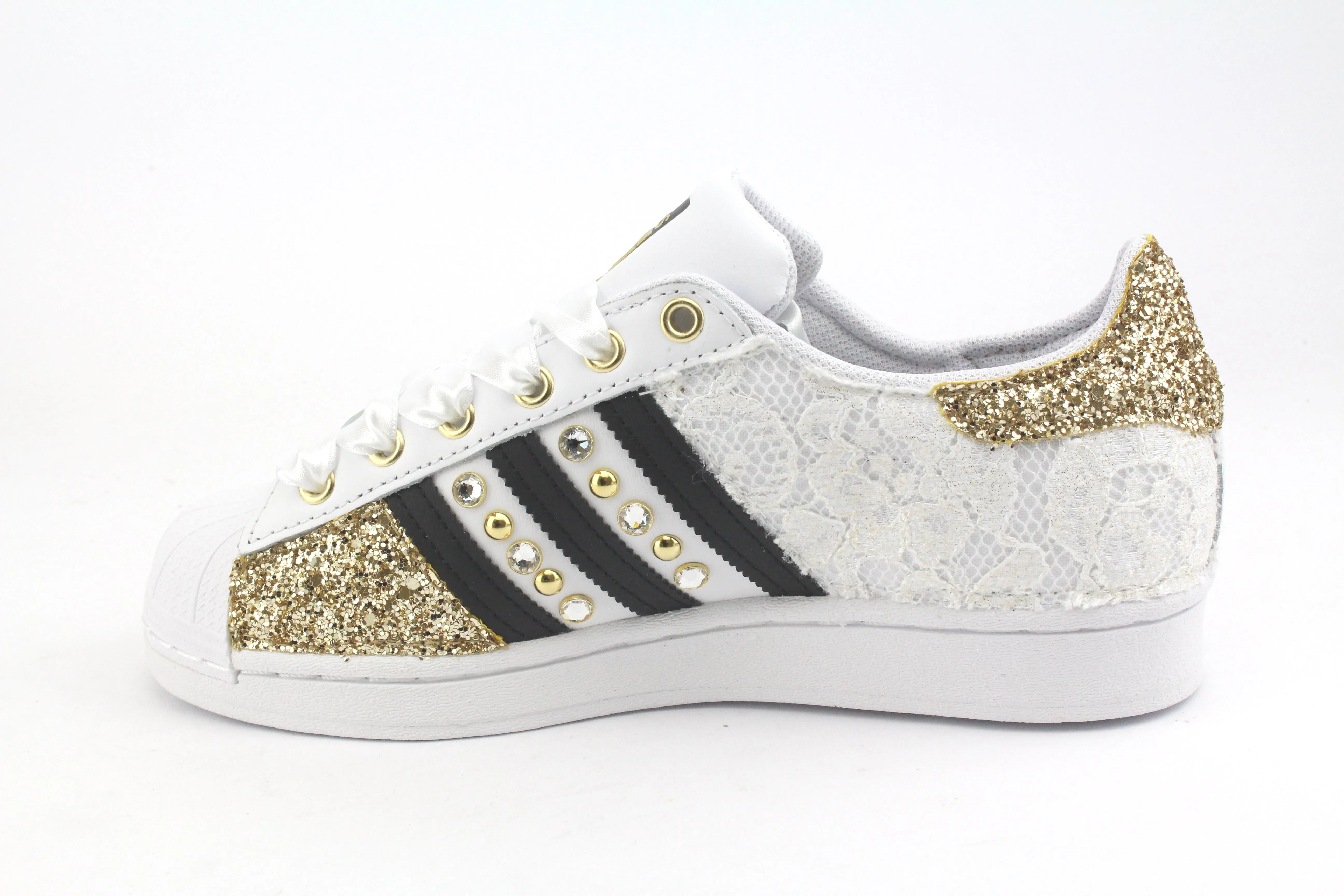 Adidas Superstar Pizzo White Glitter Oro Busy Lifestyle Fashionable Fit