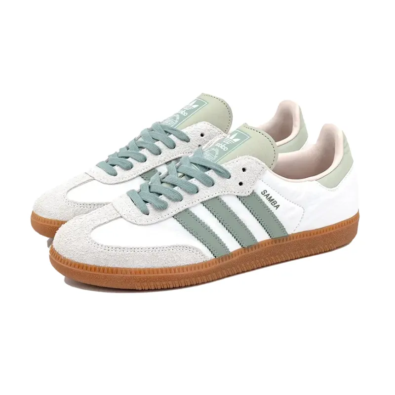 Slow Hike Fashionable Look Adidas Samba OG Cloud White Silver Green