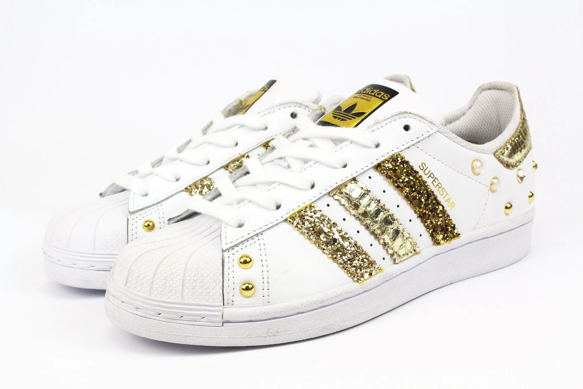 Adidas Superstar Cocco Laminato Gold Glitter & Strass Comfortable Arch Support