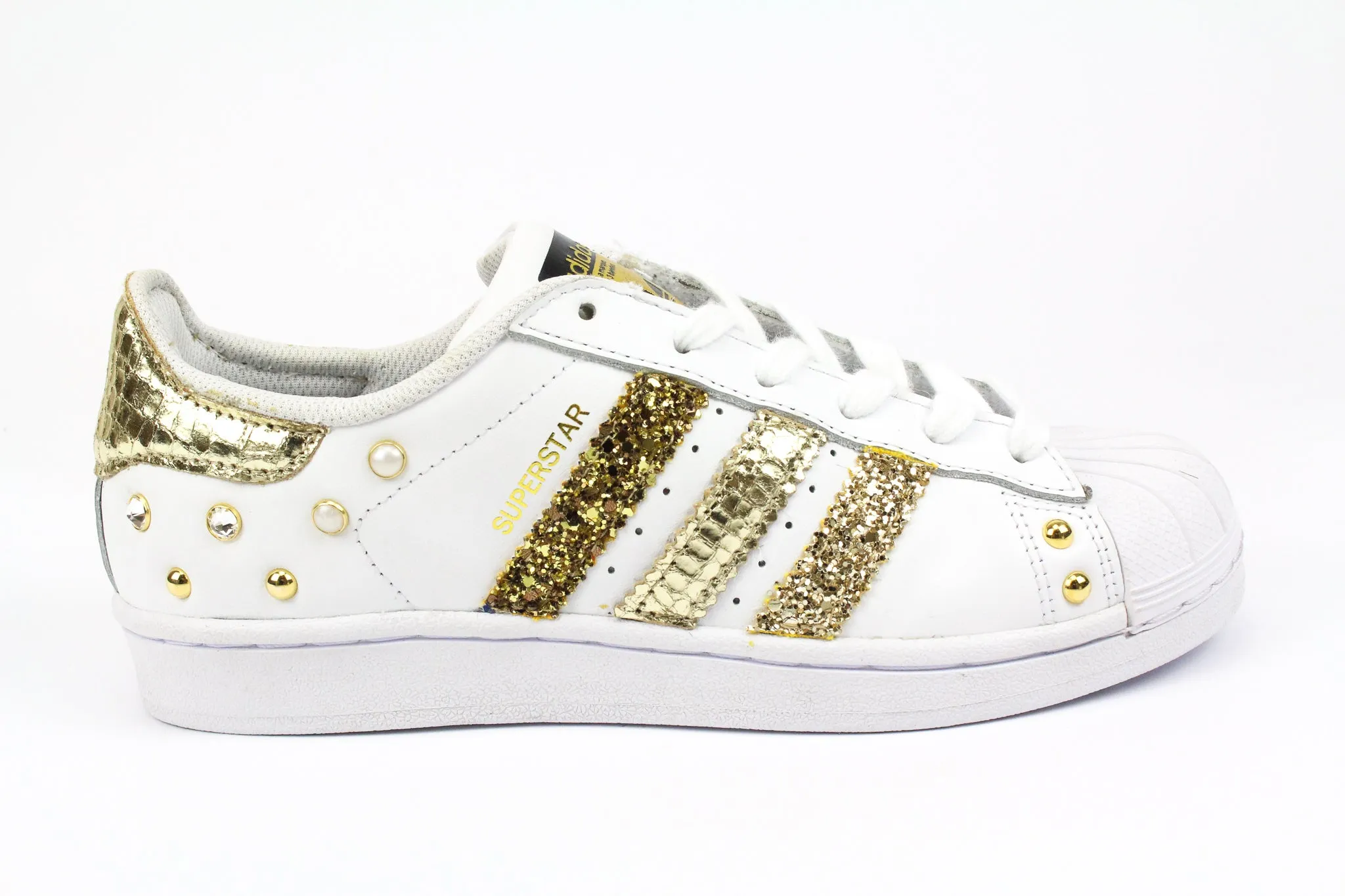 Adidas Superstar Cocco Laminato Gold Glitter & Strass Heavy Walk