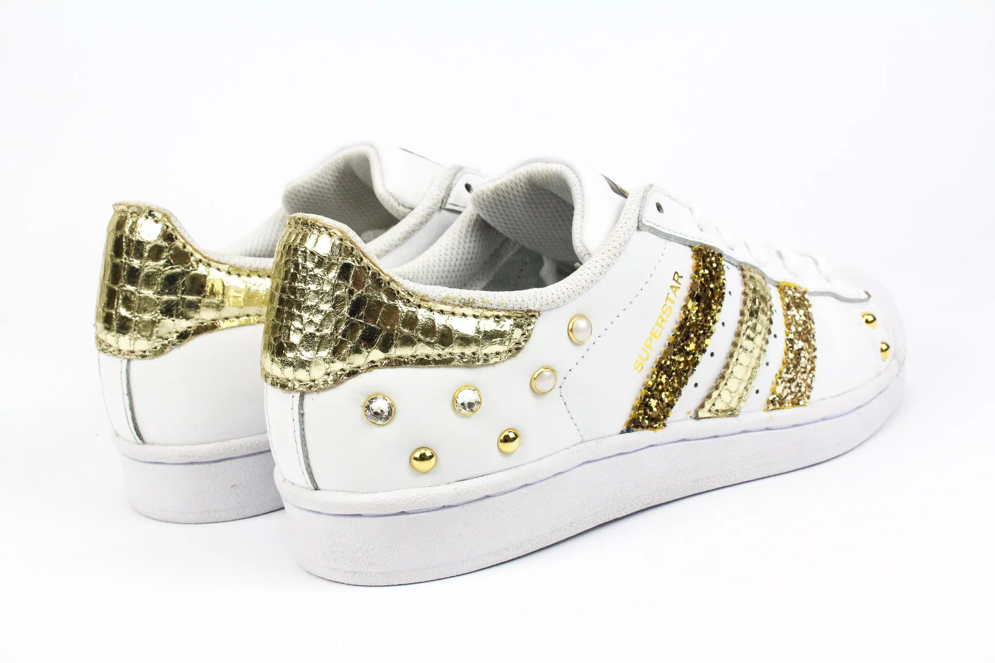 Adidas Superstar Cocco Laminato Gold Glitter & Strass Walk Ready Stay Comfy