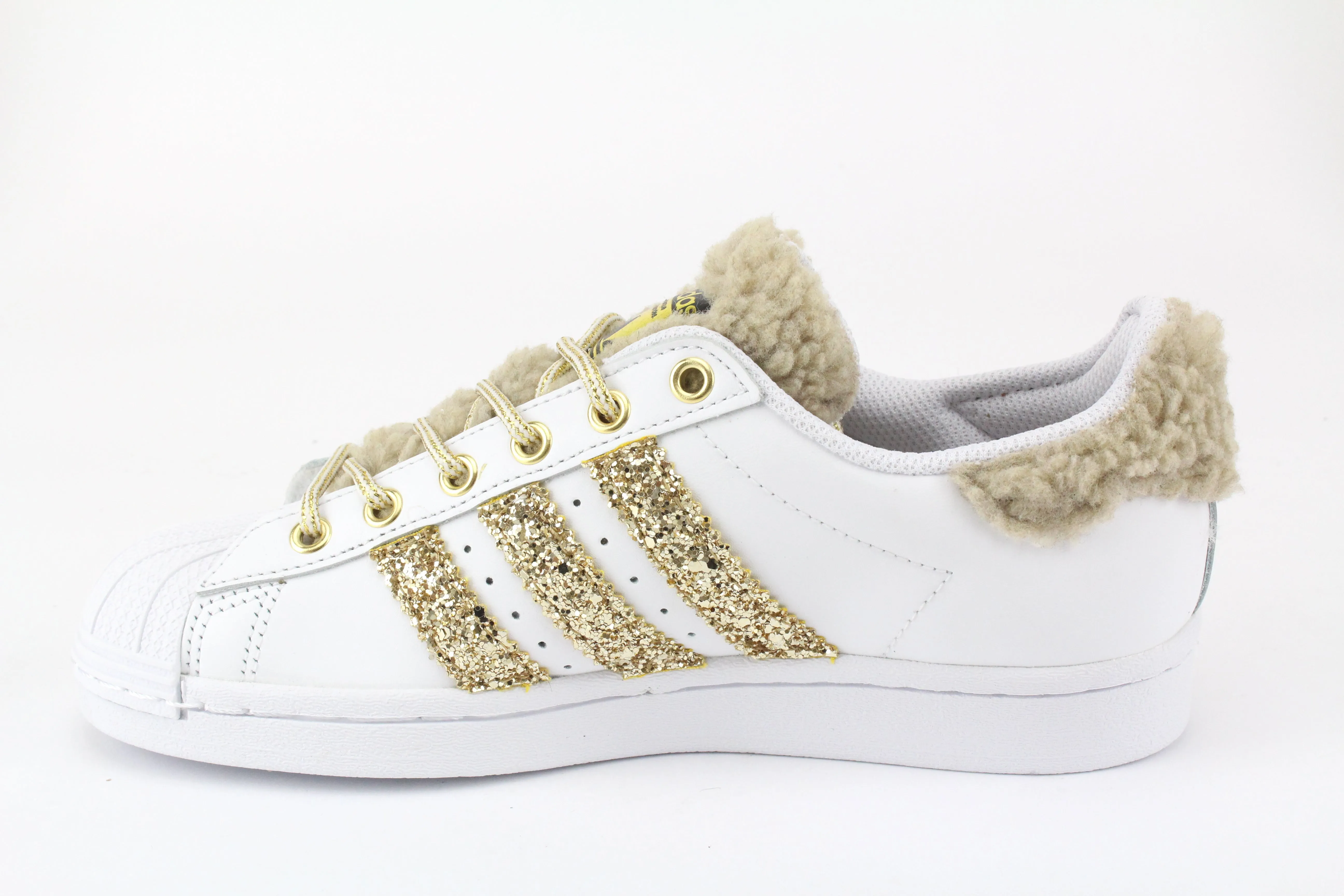 comfort feature Adidas Superstar Lamb Beige & Glitter Oro