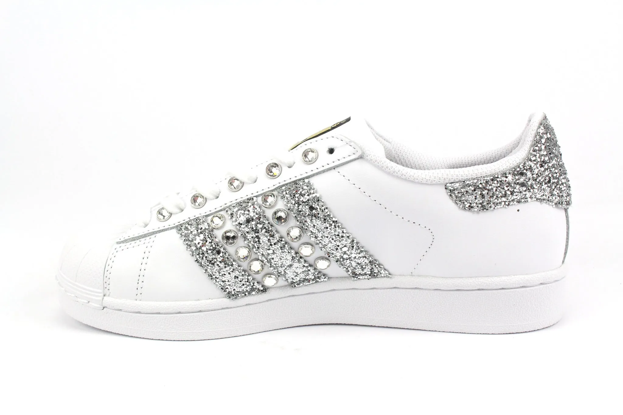Adidas Superstar Silver Glitter & Strass Contoured Foot Shape