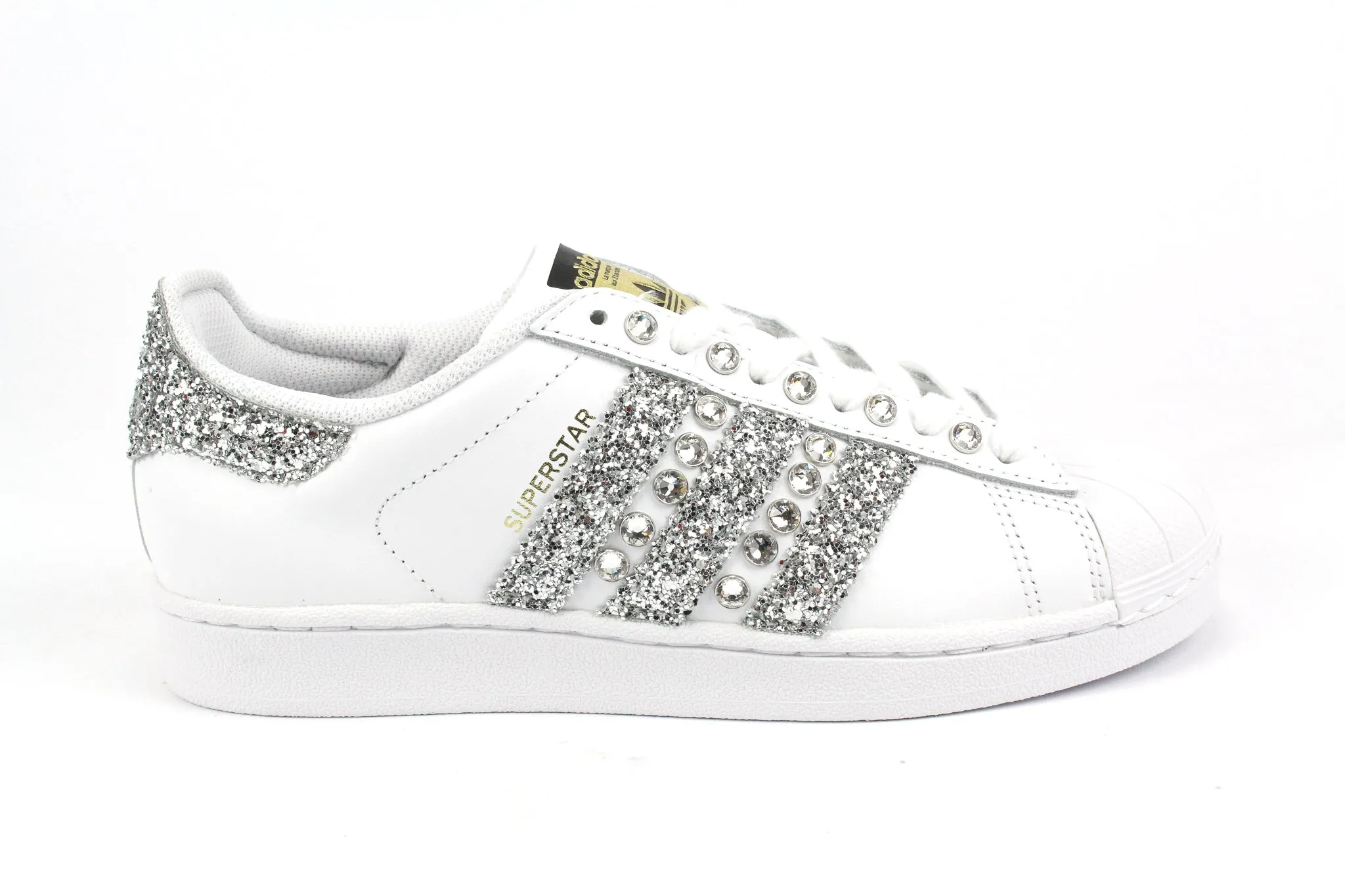 Cool Days Quiet Traction Adidas Superstar Silver Glitter & Strass