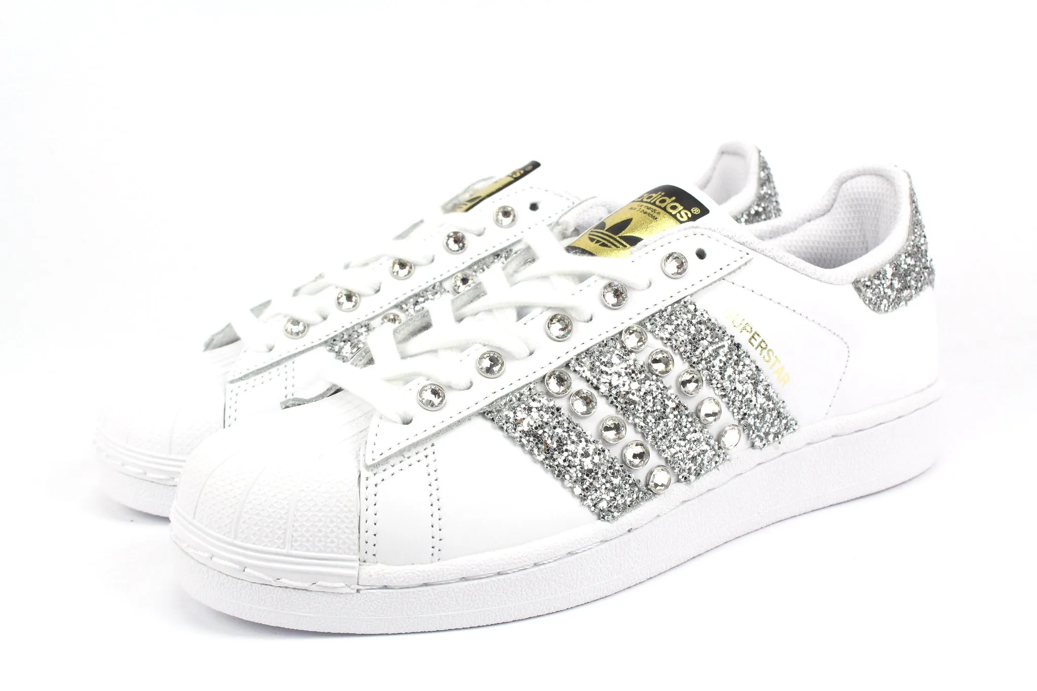 Washable Adidas Superstar Silver Glitter & Strass