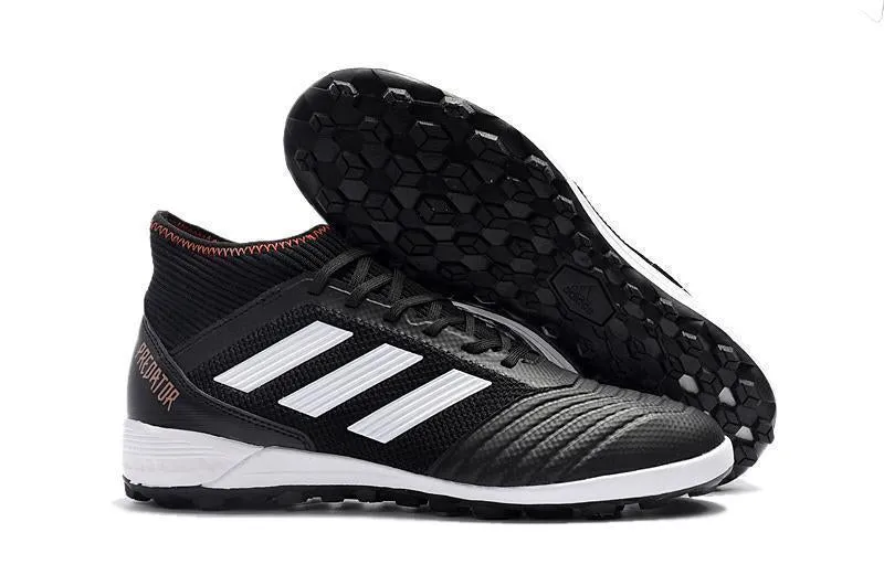 Grass Pitch High Tempo Adidas Predator Tango 18.3 Turf Soccer Cleats All Black White