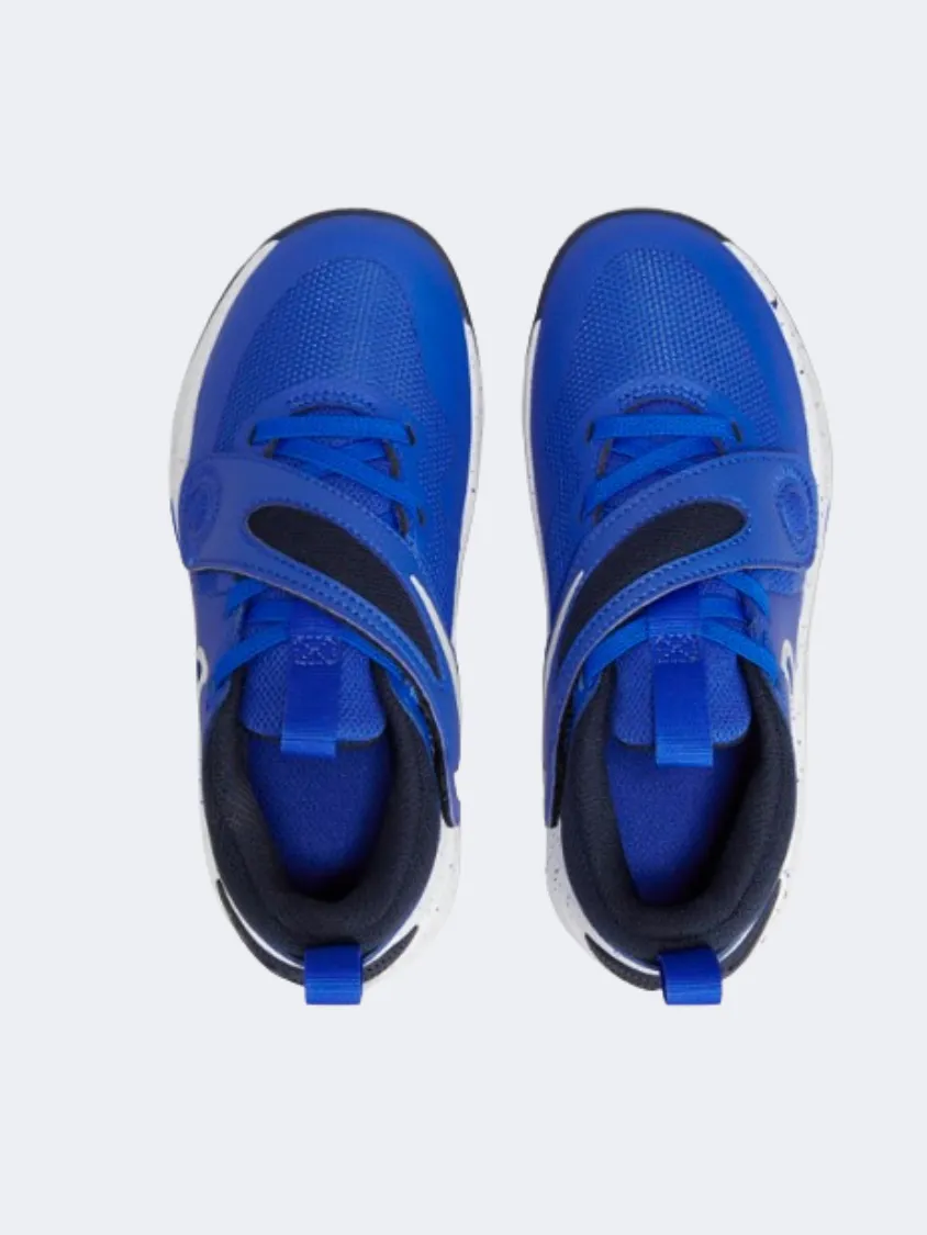 Leather Upper Nike Team Hustle D 11 Ps-Boys Basketball Shoes Royal/Obsidian/White