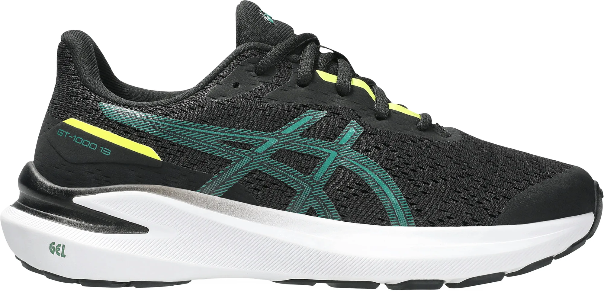 Asics GT 1000 13 GS Junior Running Shoes - Black Single - layer Microfiber Overlays