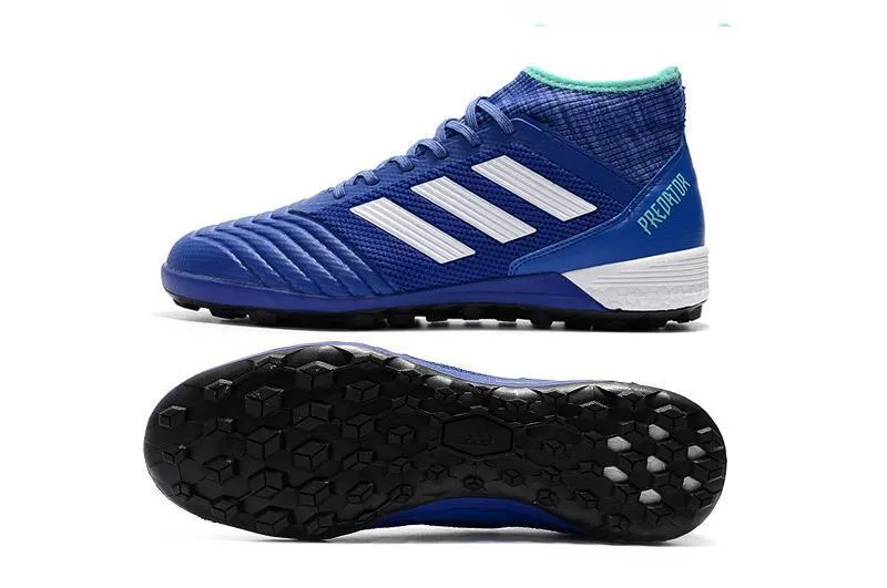 Reinforced Arch Mesh Tongue New Adidas Predator TF Primeknit Soccer Cleats Shoes Blue White