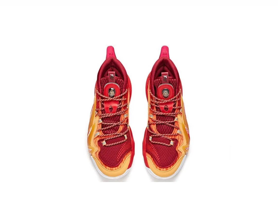 Anta Men's Shock The Game 4.0 Red/Yellow Hexagonal Traction Nubs Outdoor Flex