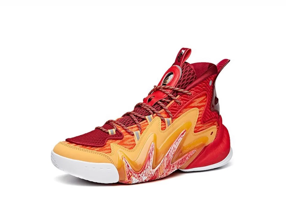 High Performance Cushion Anta Men's Shock The Game 4.0 Red/Yellow