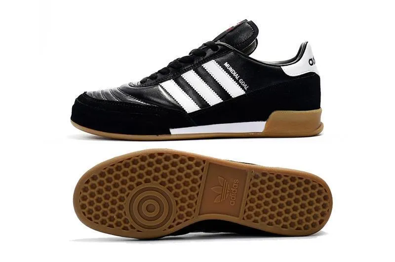 New Adidas MUNDIAL GOAL INDOOR IC Indoor Flat Soccer Cleats Shoes Black White Coffee All terrain Core Power