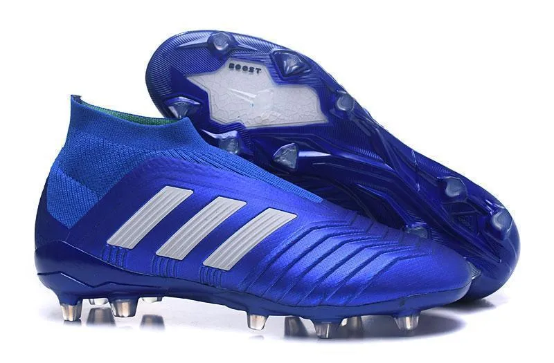 Match Practice Adidas Predator 18  FG Soccer Cleats Royal Blue White