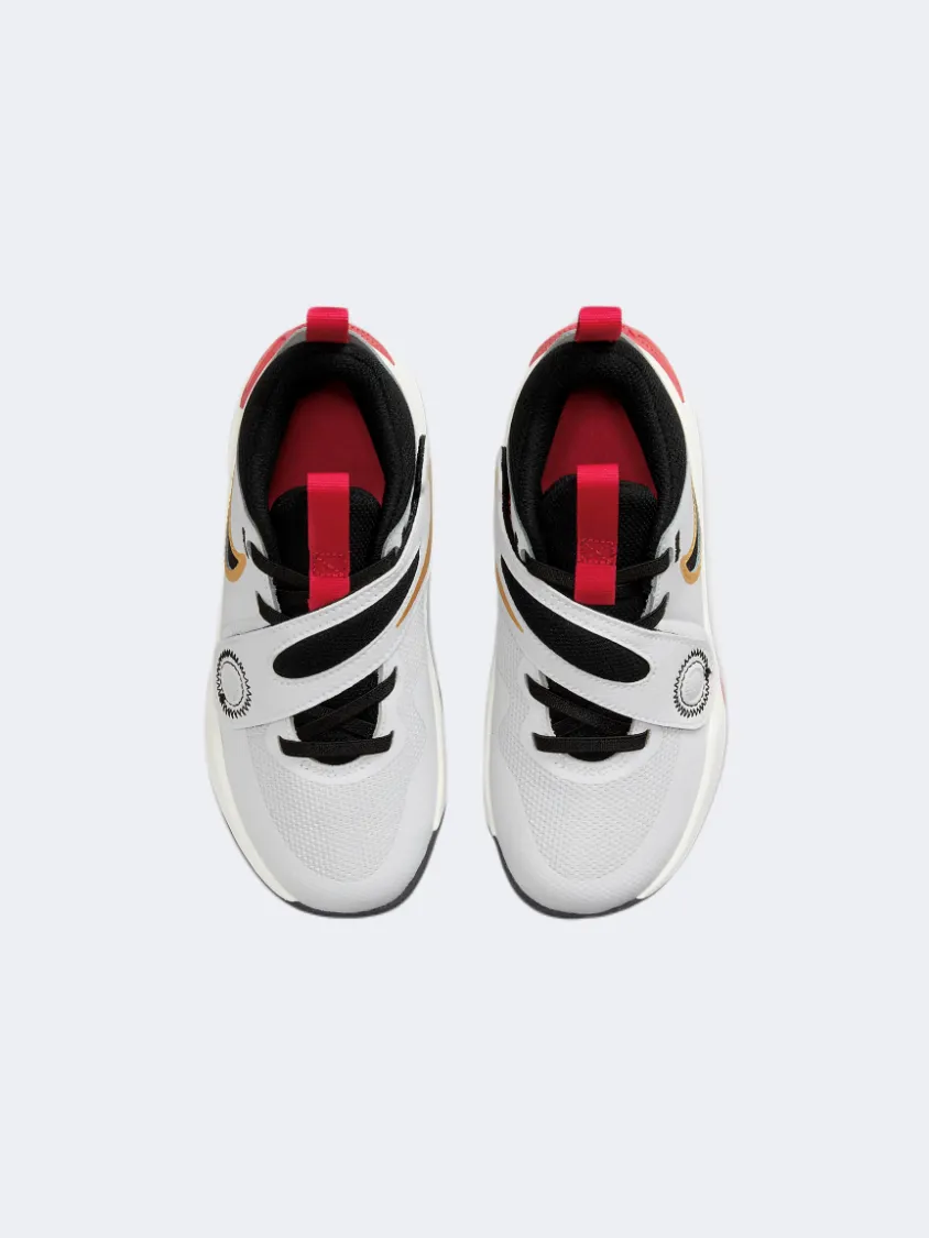 Comfortable fit Red Glow Nike Team Hustle 11 Ps-Boys Basketball Shoes White/Gold/Red/Black