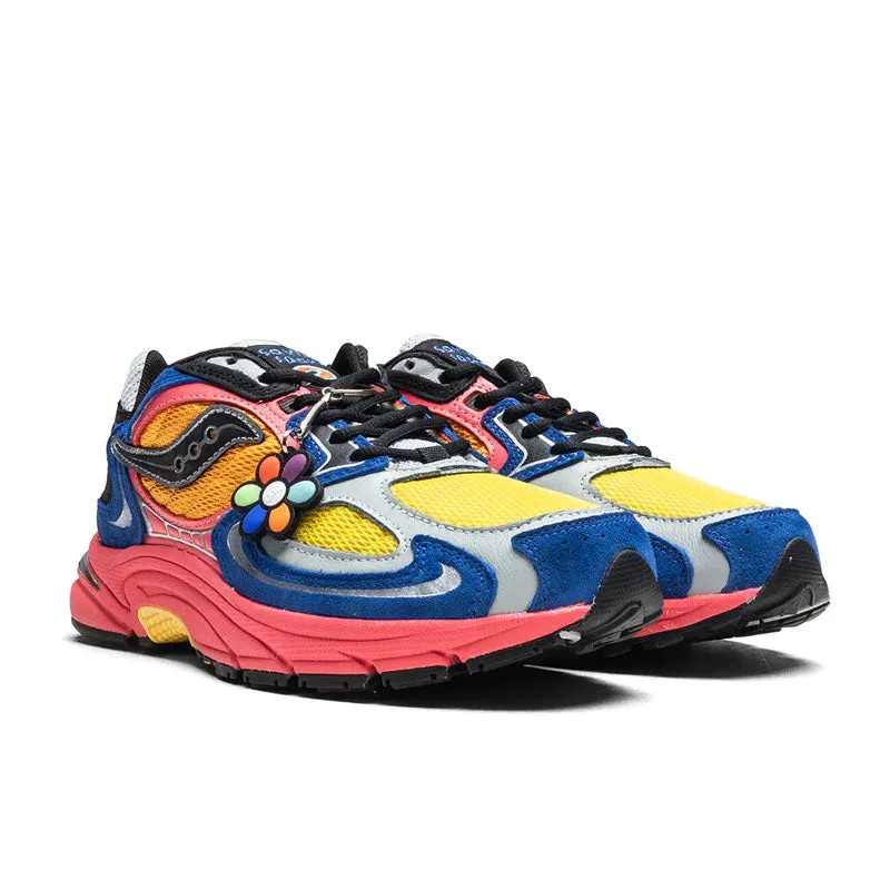 fitness shoe items Saucony Grid Jazz 9 Jae Tips I Love You But I??m Busy Blue/Orange/Yellow/Pink S70864-3