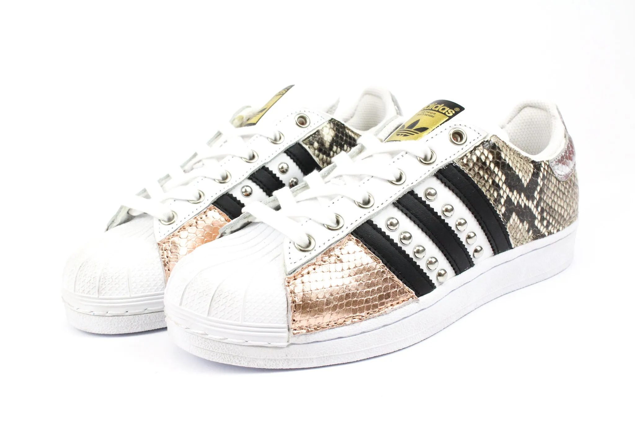 Adidas Superstar Pitone Borchie & Pelle Laminata Rosa Non Slip Lunch Walk