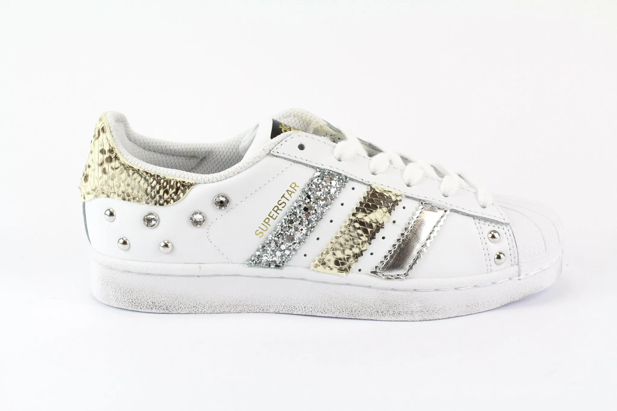 Adidas Superstar Pitone Silver Glitter & Borchie Indoor Walk