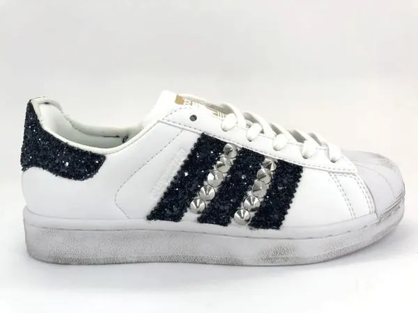 Zero Break In Feel No Fuss Fit Adidas Superstar Glitter Navy Glitter & Borchie