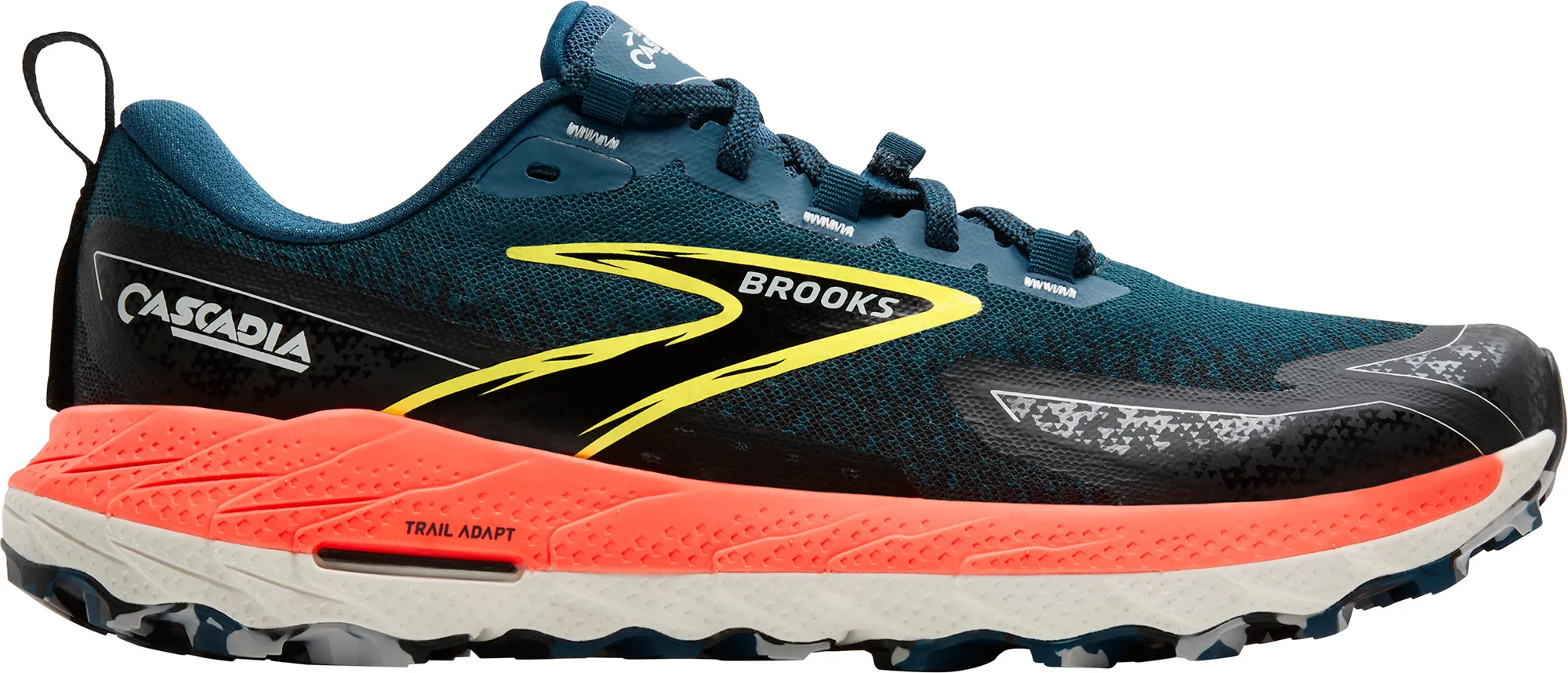 group running shoe function running in a seagrass meadow area shoes Brooks Cascadia 18 Mens Trail Running Shoes - Blue
