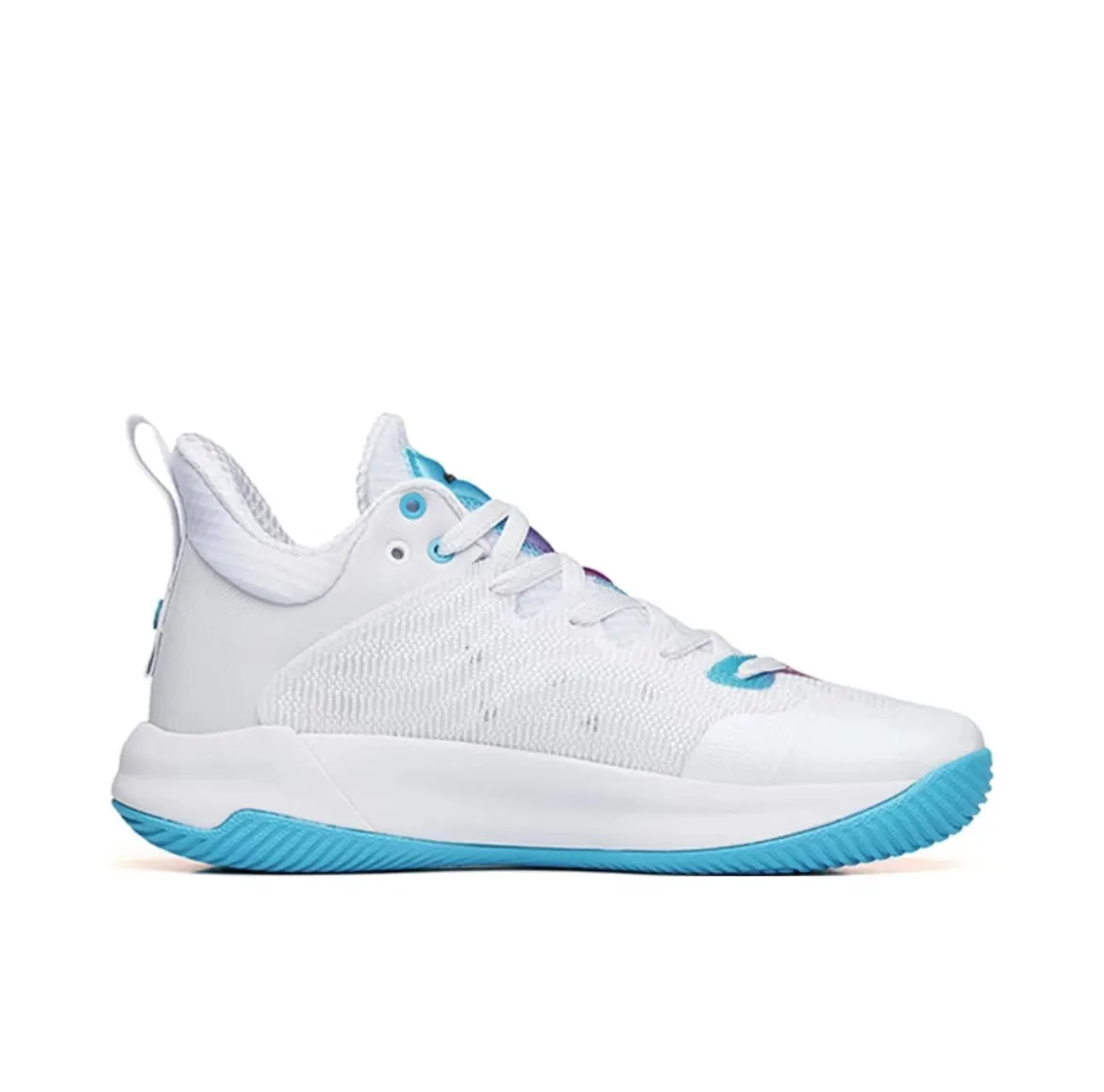Anta Men's KT "The Mountain 1.0" Low Actual Basketball Shoes - White/Blue/Purple Lightweight Performance Fabric
