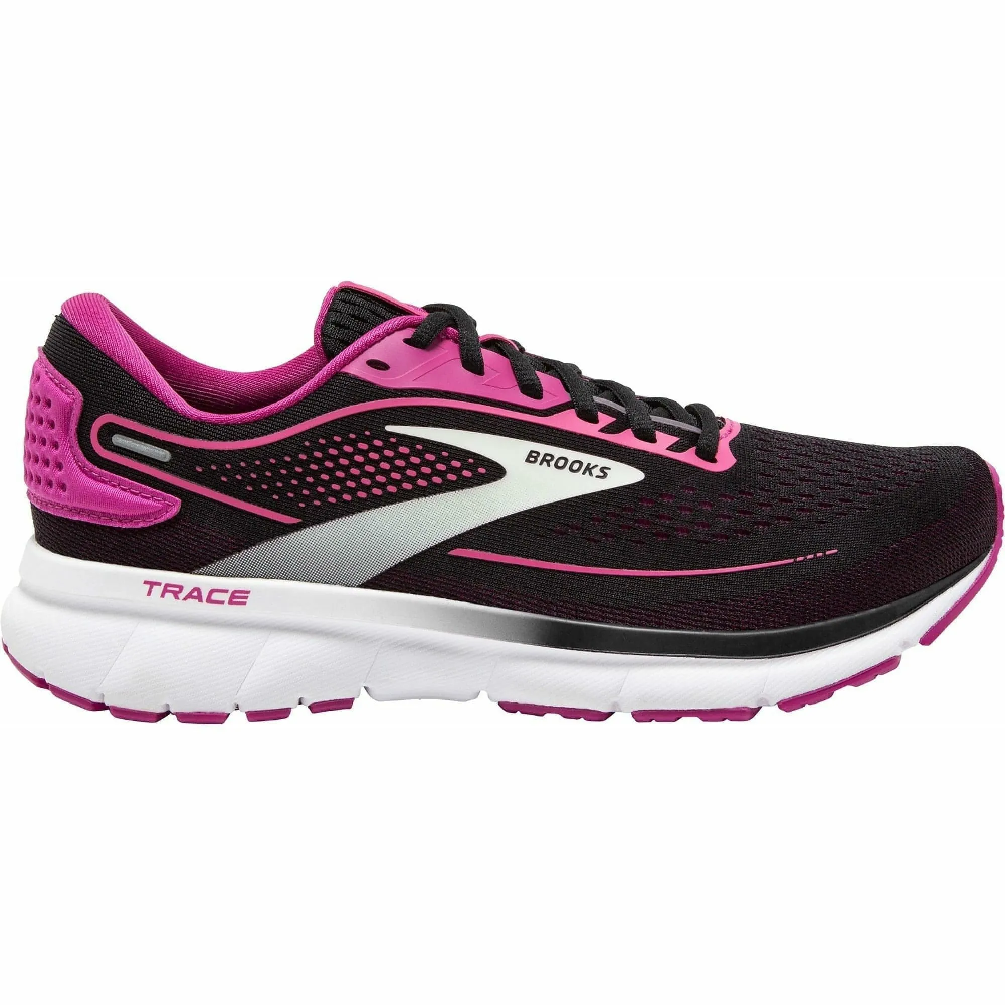 Heat Sealed Seams Anti Torsion Stability Plate Brooks Trace 2 Womens Running Shoes - Black