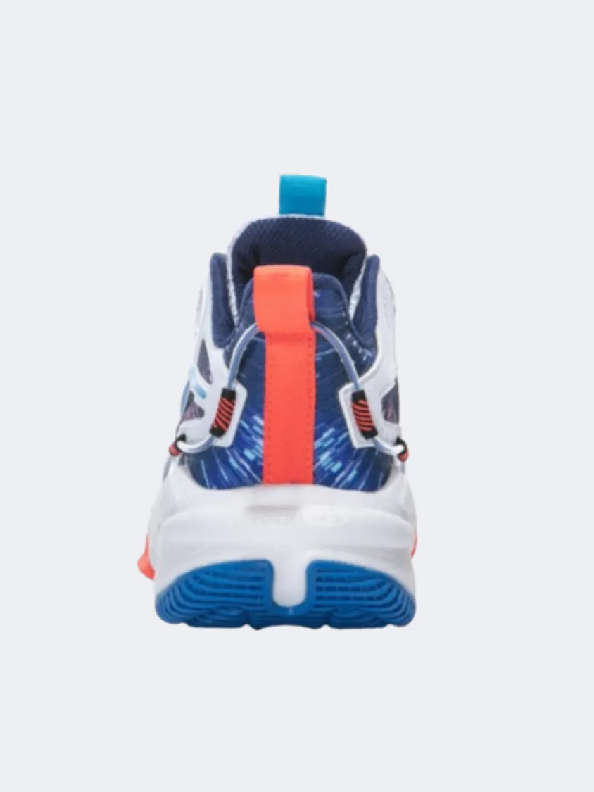 Erke Gs Boys Basketball Shoes White/Blue Shock Diffusing Plate Virtual Step