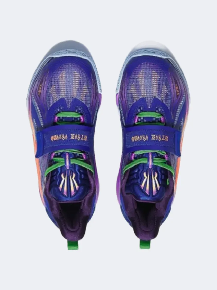 Anta Kai Kids-Unisex Basketball Shoes Blue/Purple/Orange Power Grip