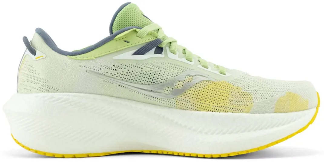 goal - setting Leather Upper Saucony Triumph 21 Womens Running Shoes - White