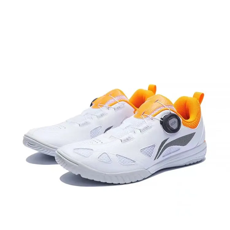 Li-Ning Mage Pe Low Table Tennis Shoes - White/Orange Split Traction Outsole Rolling Motion Tech