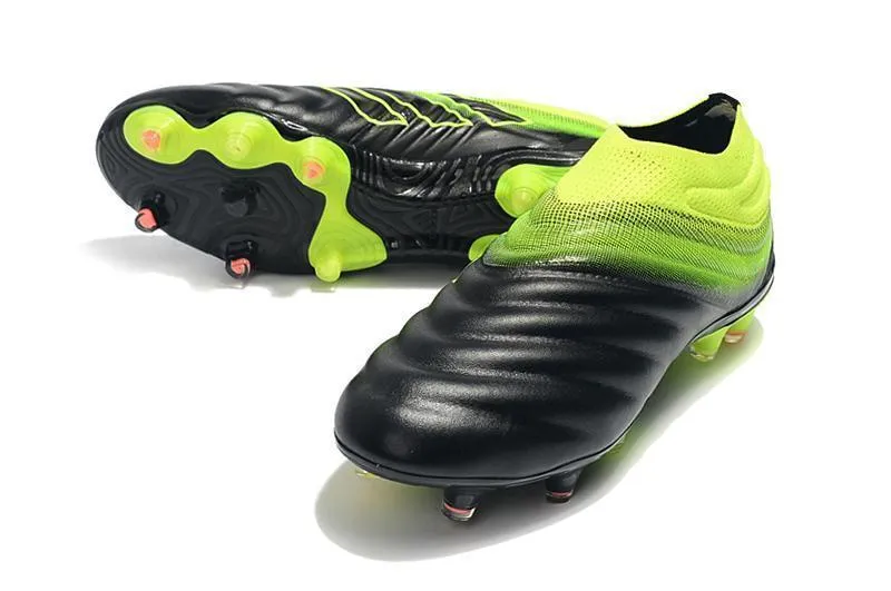 Adidas Copa 19  FG Soccer Cleats Shoes Black Yellow Green Sleek Design Solid Drive