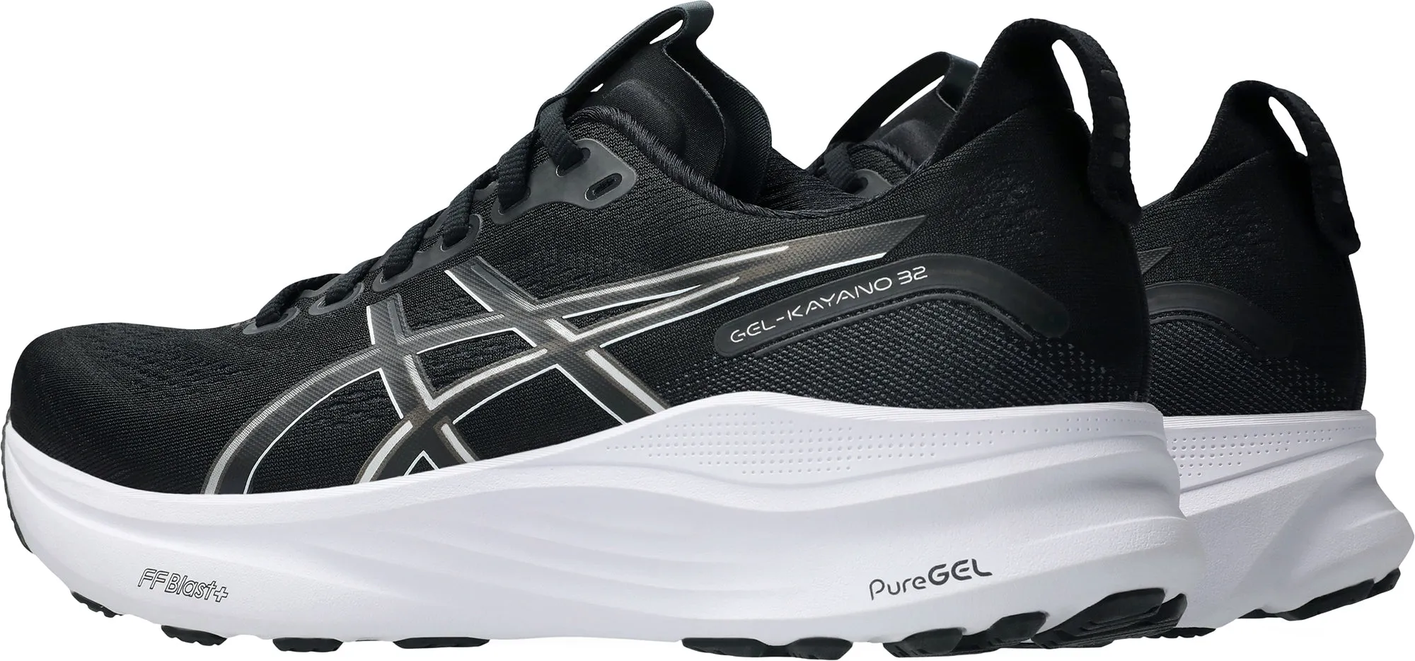 Asics Gel Kayano 32 EXTRA WIDE (4E) Mens Running Shoes - Black amateur runners' shoes Micro Adjustment Lacing System