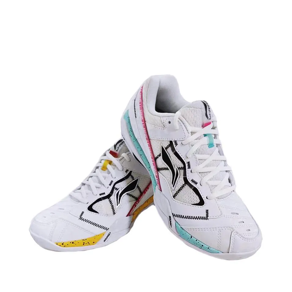 Foot Control Torsion System ??Shi Yu Qi??Li-Ning Invincible Ace Badminton Shoes - White/Pink/Blue