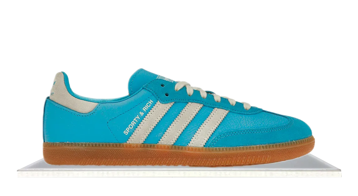 Classic Silhouette Adidas Samba x Sporty & Rich Blue Grey
