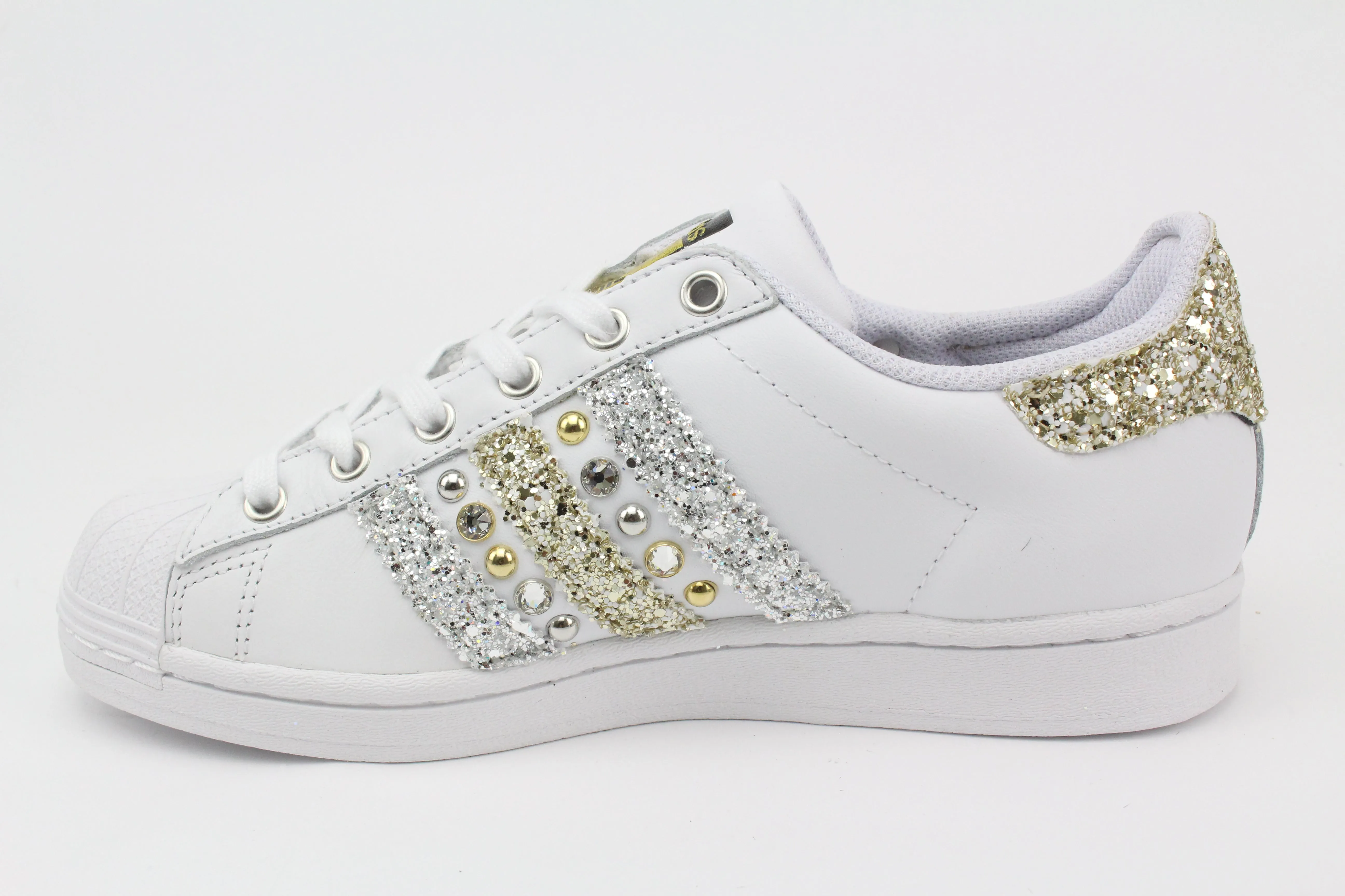 Adidas Superstar Glitter Oro Champagne & Strass Street Style Stride Light