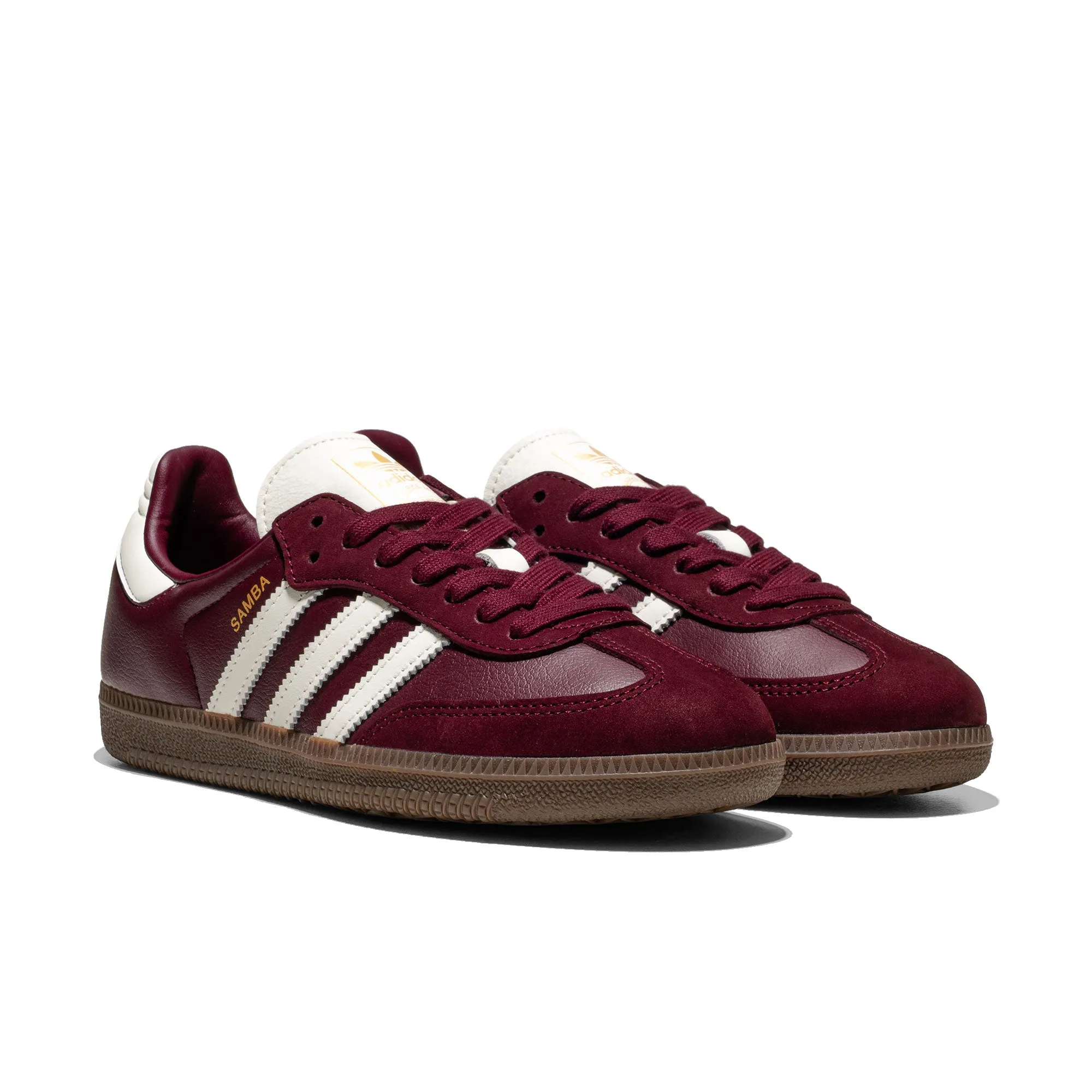 Adidas Originals Samba OG W Maroon/Off White/Gum WideToeBox Shock Absorbing Midsole