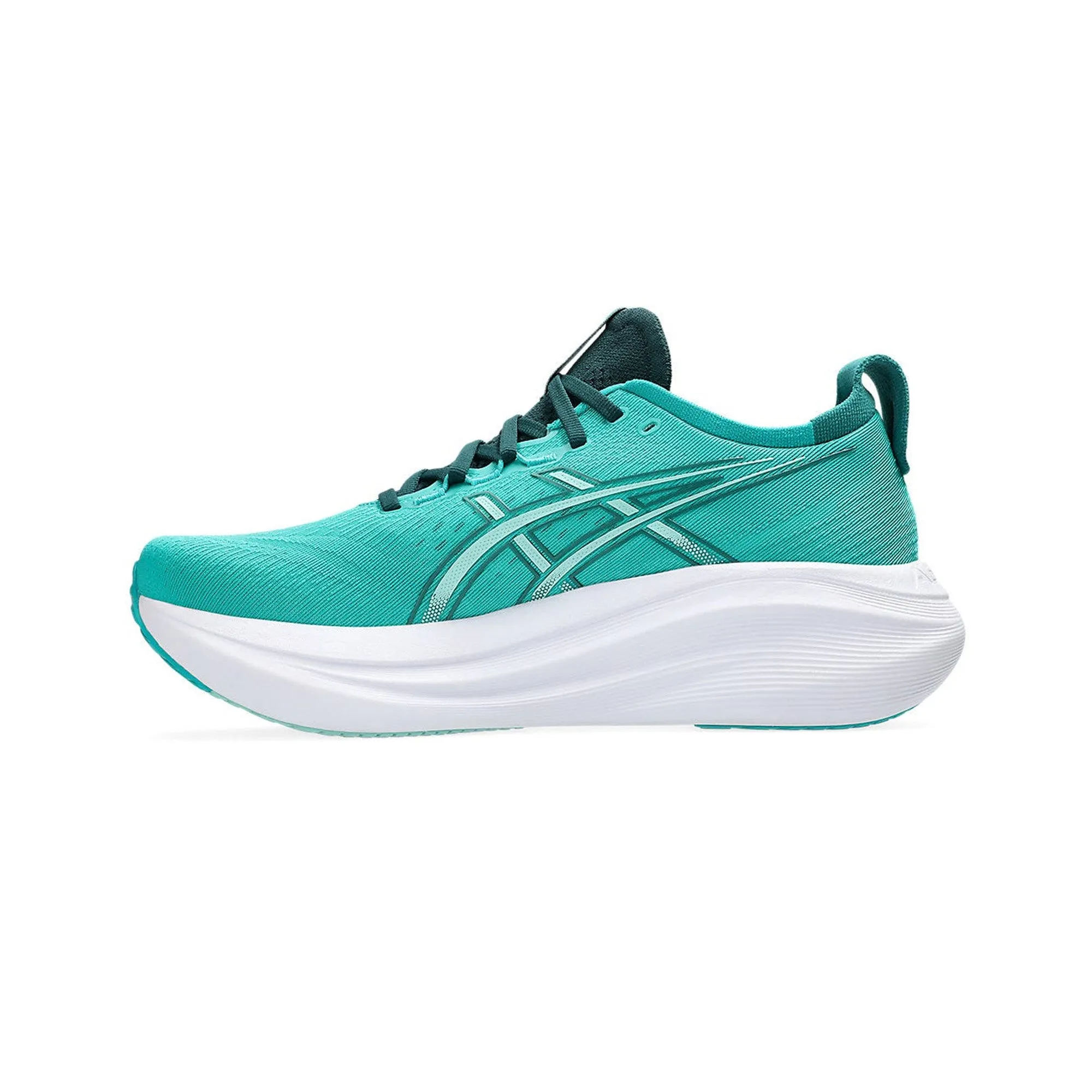 ASICS Gel-Nimbus 27 'Wave Teal Saxon Green' (2025) runners' shoes hydration packs