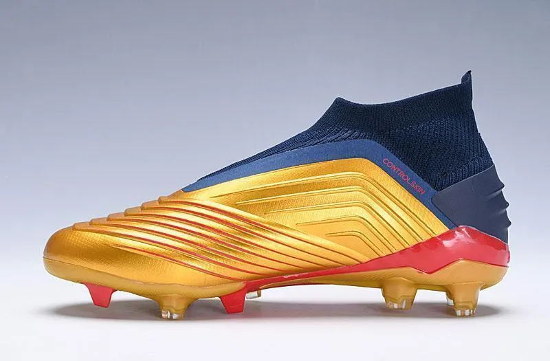 Wet Play Enhanced grip New Adidas Predator 19.1 FG Soccer Cleats Shoes Orange Blue Laceless