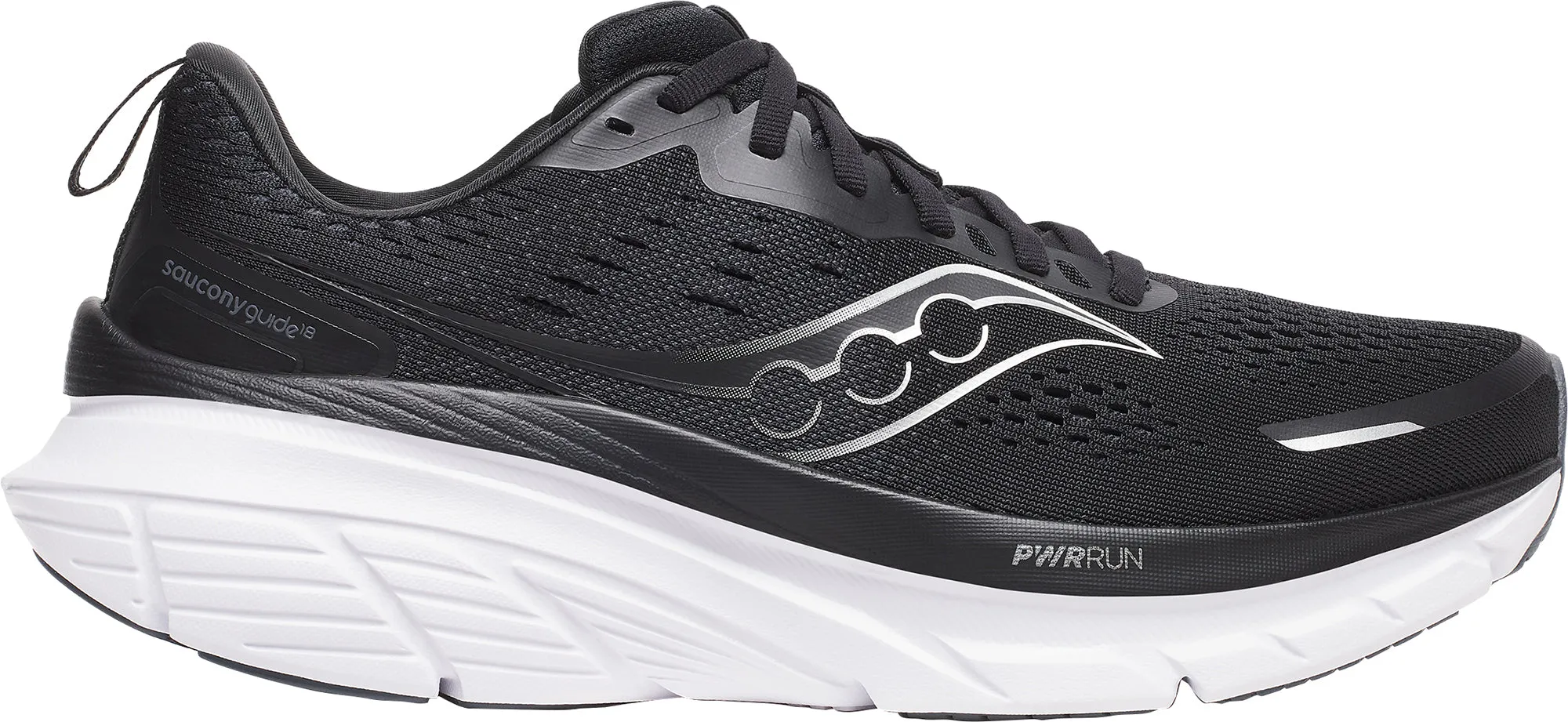 Saucony Guide 18 Mens Running Shoes - Black Ergonomic Fit Breathable Inner Liner