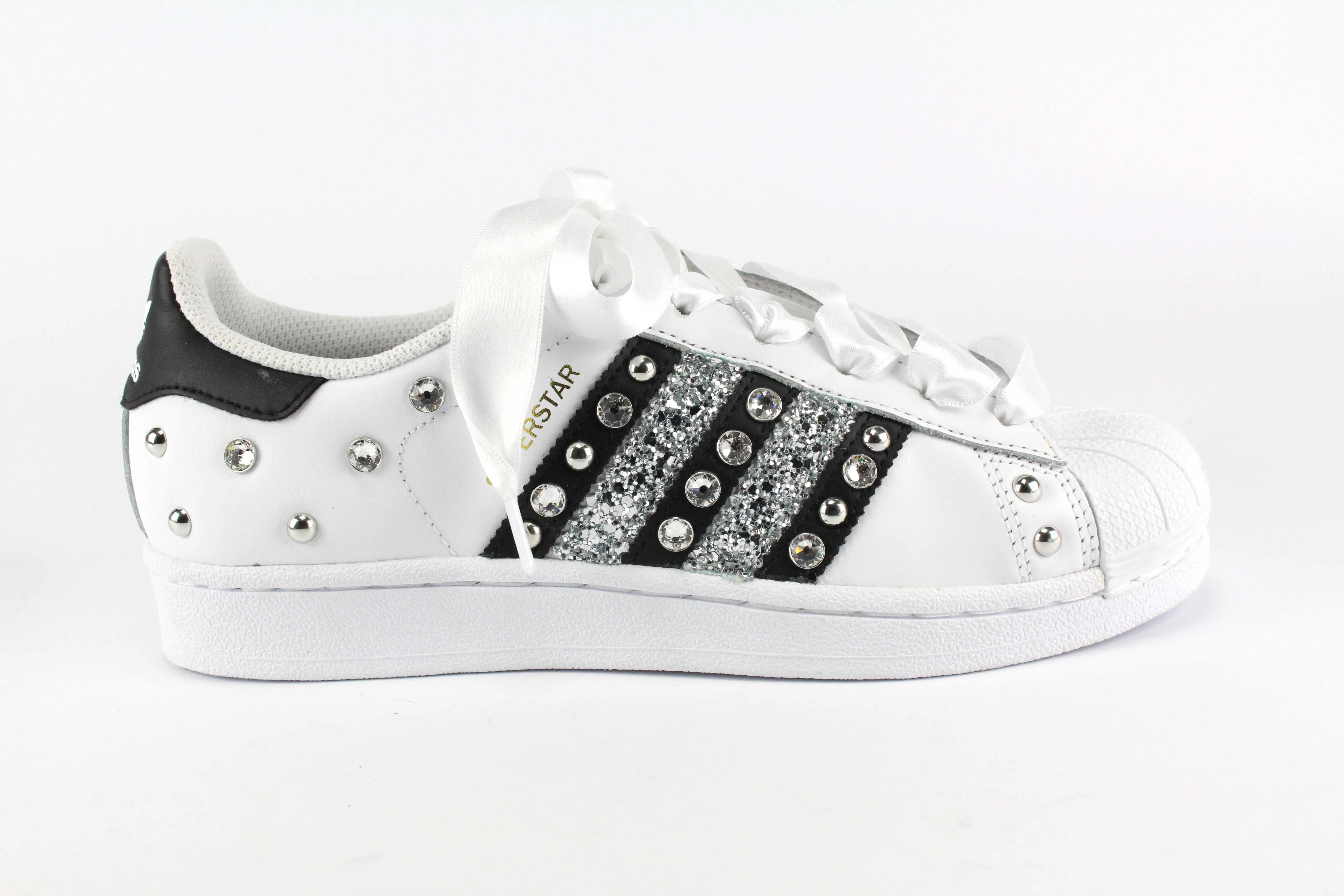 Sporty Edge Weekend Fun Adidas Superstar  Strass Glitter & Lacci Raso